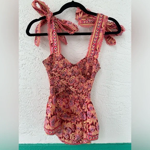 Omika Anthropologie Lana Cotton Tank Top Margo Poppy Small - Picture 3 of 9